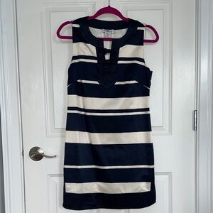 Navy and White Striped Sleeveless Dress